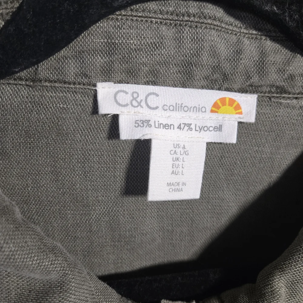 C&C California Olive Green Linen Utility Jacket Large Lightweight Capsule‎ Layer